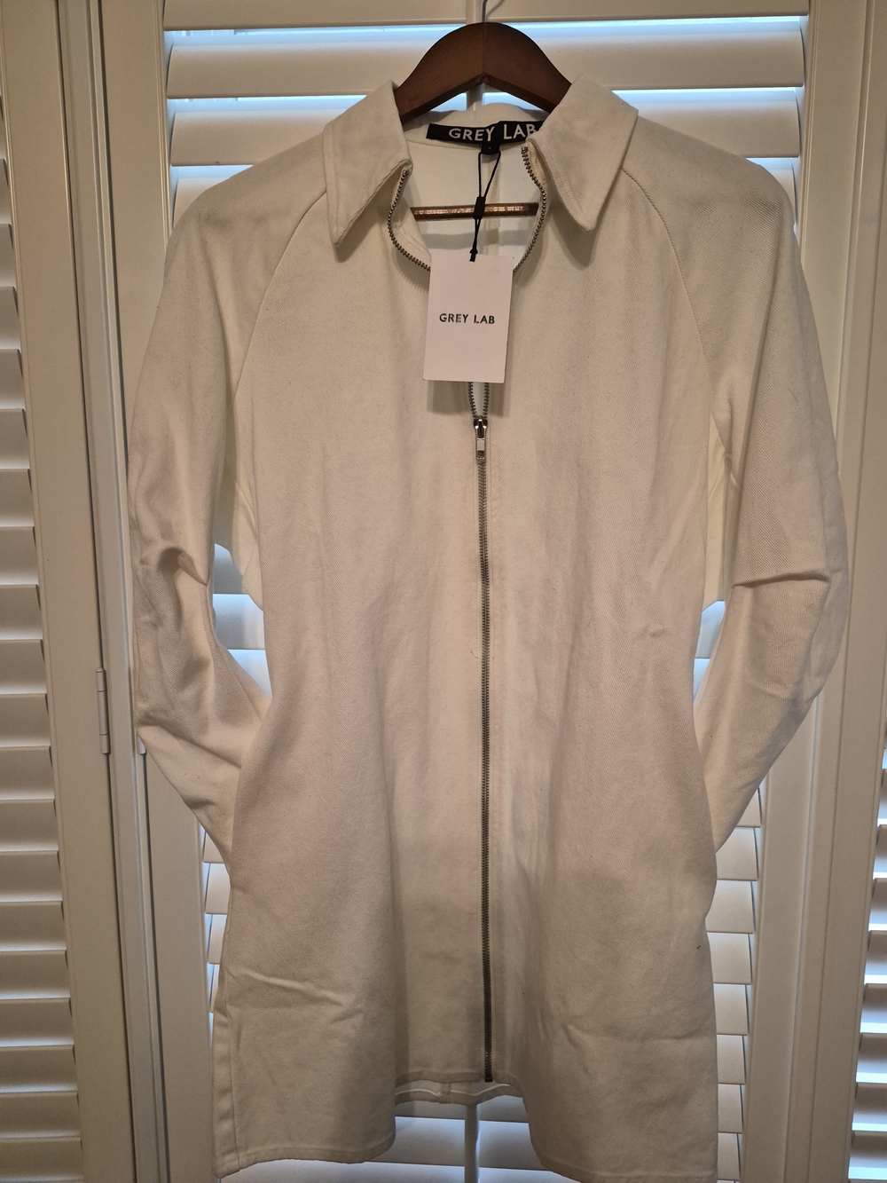 GREY LAB White Zip-Front Trench Jacket